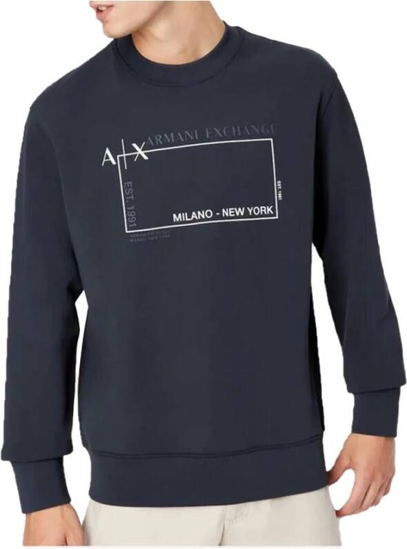 Emporio Armani Blauwe Stijlvolle Ronde Hals Sweatshirt voor Heren Blue Heren