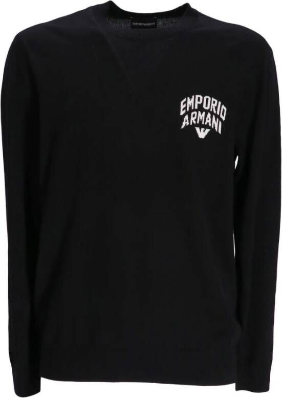 Armani Stijlvolle ronde hals pullover trui Blue Heren