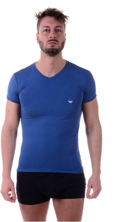 Emporio Armani Korte mouwen shirt Blue Heren