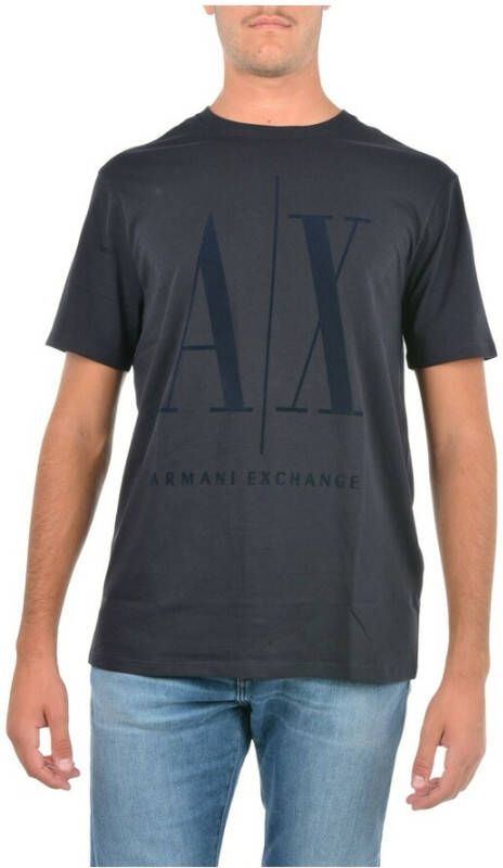 Armani Exchange Blauw T-shirt van 100% katoen voor heren Blue Heren