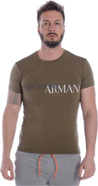 Emporio Armani Stretch Katoen Ronde Hals T-Shirt Green Heren