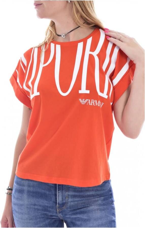 Emporio Armani T -shirt gros logo Oranje Dames