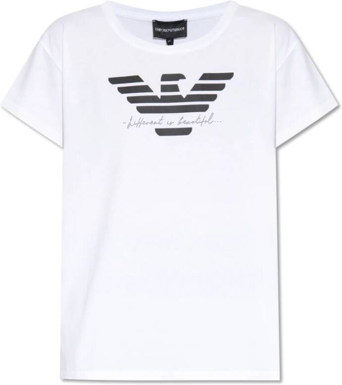 Emporio Armani Logo-print Katoenen T-shirt White Dames
