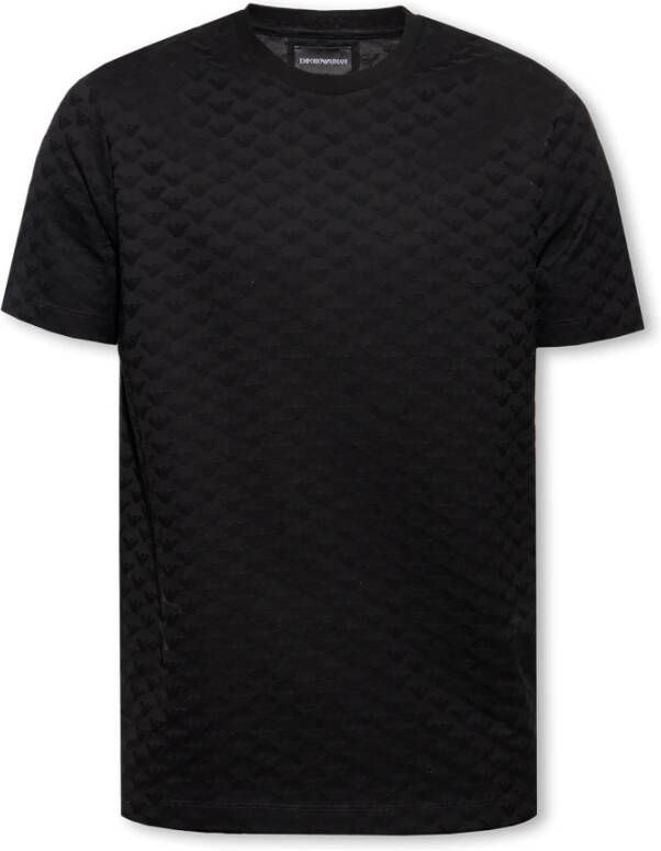 Emporio Armani Signature Collectie: Zwarte T-shirts en Polos Black Heren