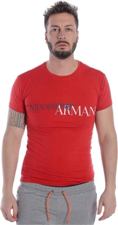 Emporio Armani Stretch katoenen crew neck t-shirt Red Heren
