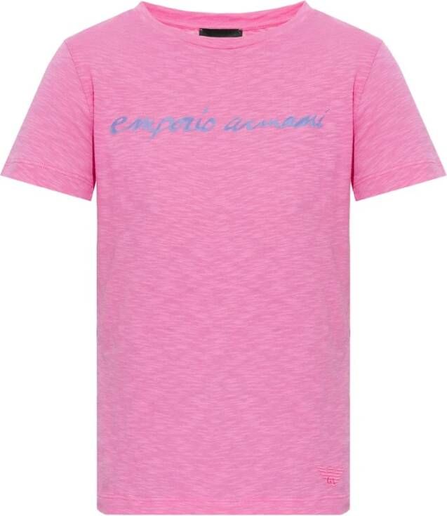 Emporio Armani T-shirt with logo Roze Dames