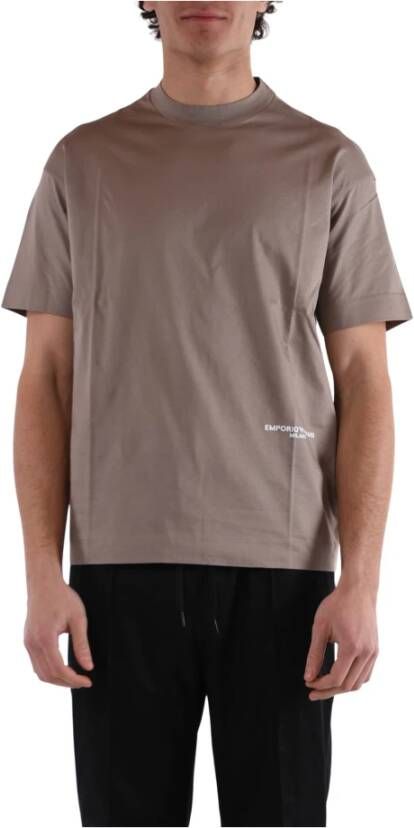 Emporio Armani Logo Katoenen T-shirt Beige Heren