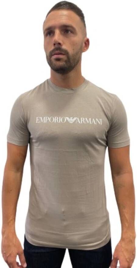 Emporio Armani T-shirt met logo Beige Heren