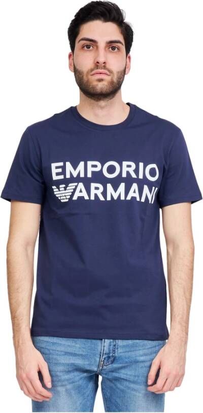 Emporio Armani Short Sleeve Shirts Blauw Heren