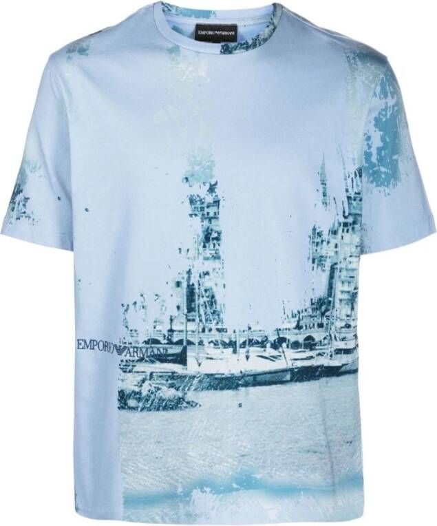 Emporio Armani T-Shirts Blauw Heren