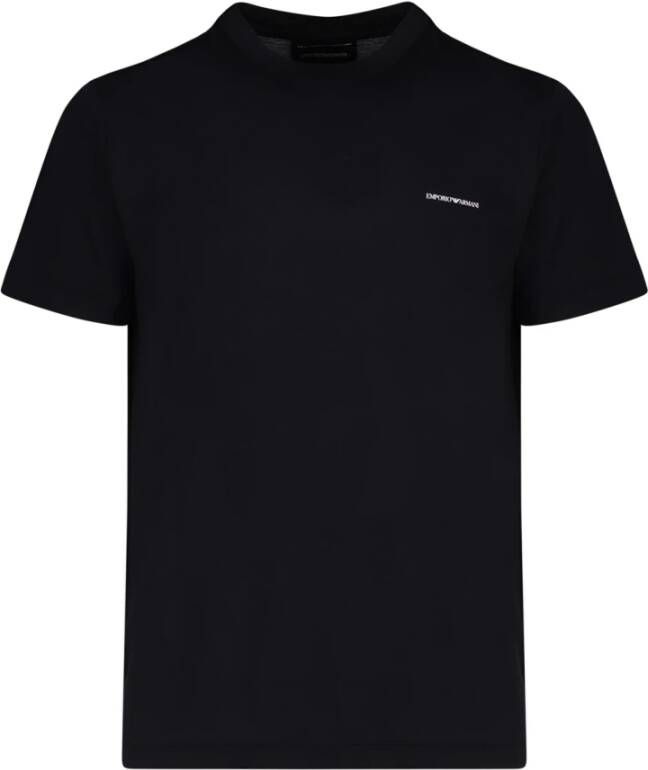Emporio Armani Navy Blue Logo Print Katoenen T-Shirt Blue Heren