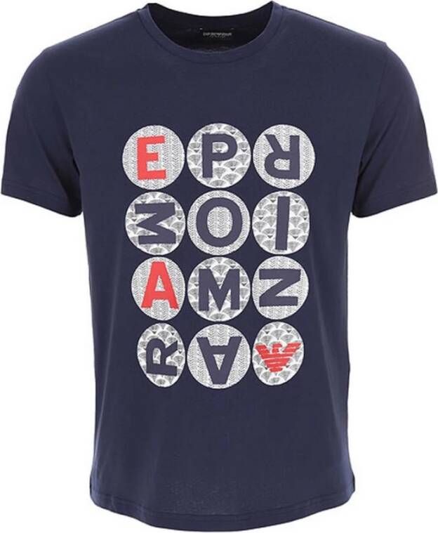 Emporio Armani Blauw Logo TShirt Ronde Hals Blue Heren