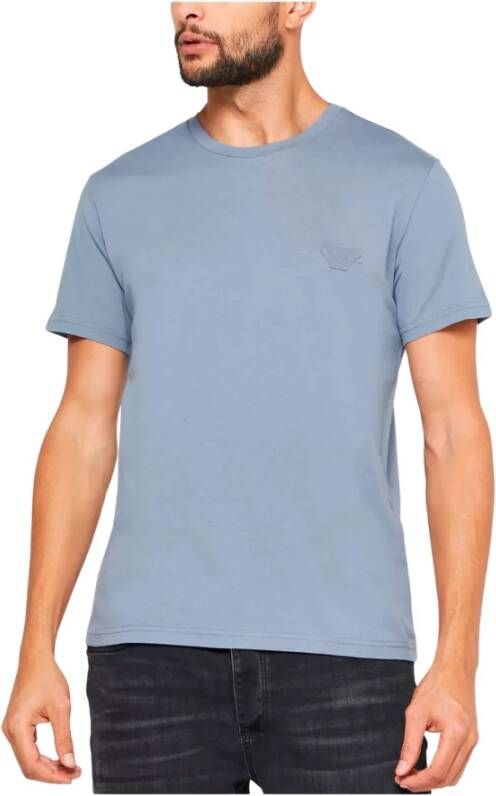 Emporio Armani Katoenen Logo Patch T-Shirt Blue Heren