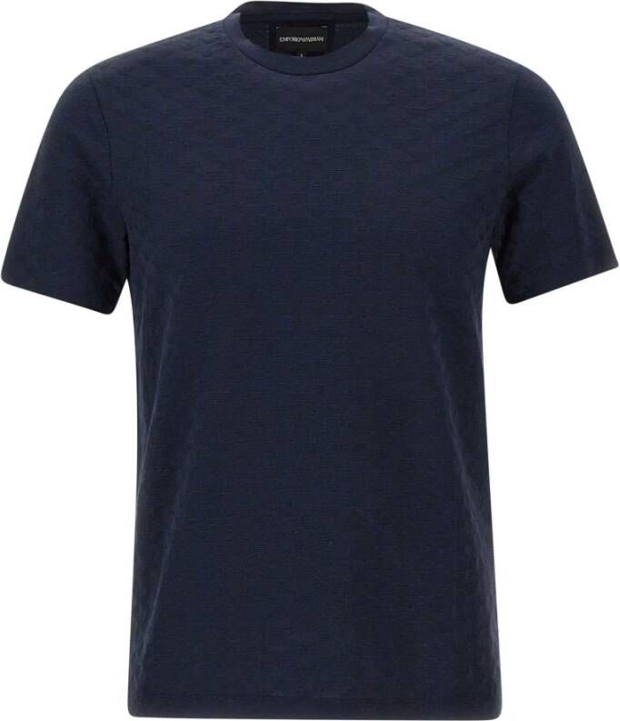 Emporio Armani Essential Jacquard Navy Blue T-Shirt Blauw Heren