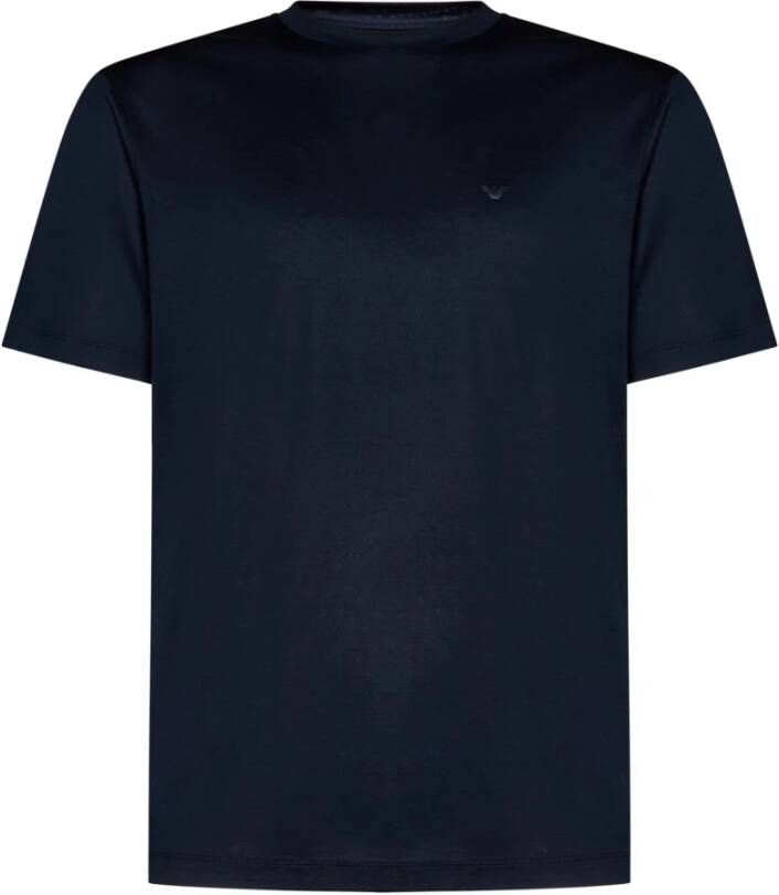Emporio Armani Logo-Print Crew-Neck T-Shirt in Blauw Blue Heren