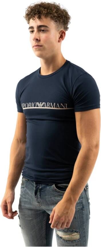 Emporio Armani C-hals T-shirt Slim Fit Blue Heren