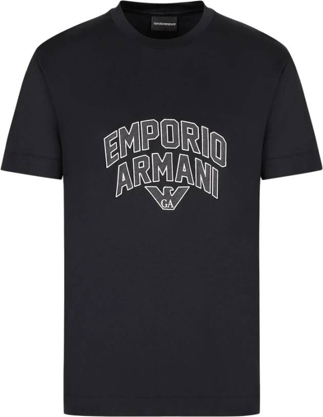 Emporio Armani Tencel Fiber Heren T-Shirt met Logo Blue Heren