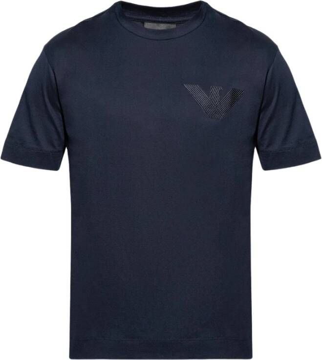 Emporio Armani Heren T-shirt met logo applicatie Blue Heren