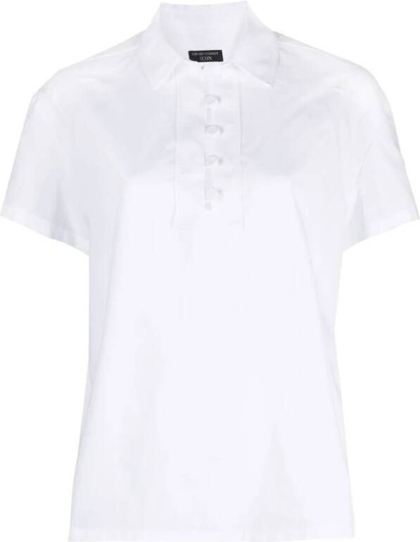 Emporio Armani Witte Button-Front Polo Shirt White Dames