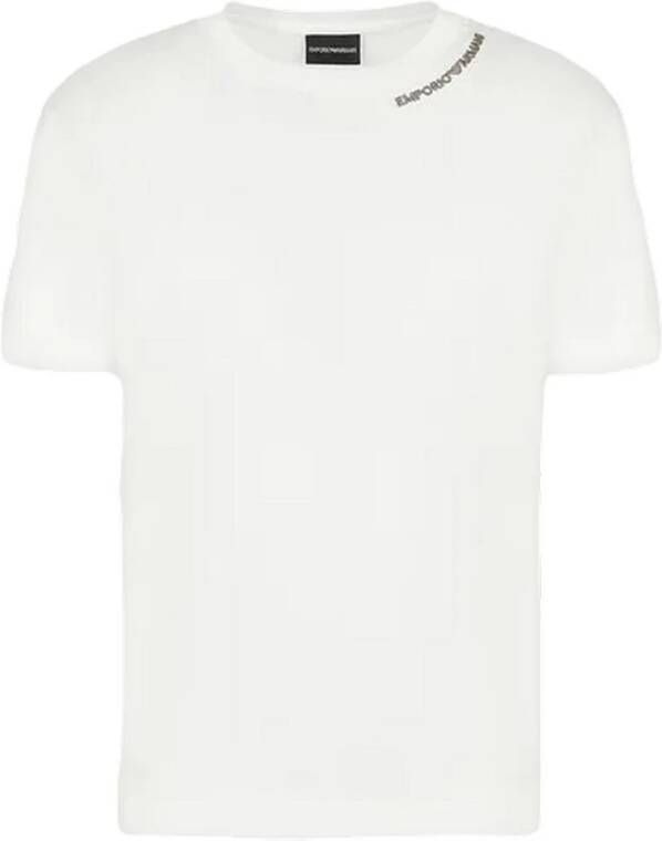 Emporio Armani Lyocell Katoenen T-shirt White Heren