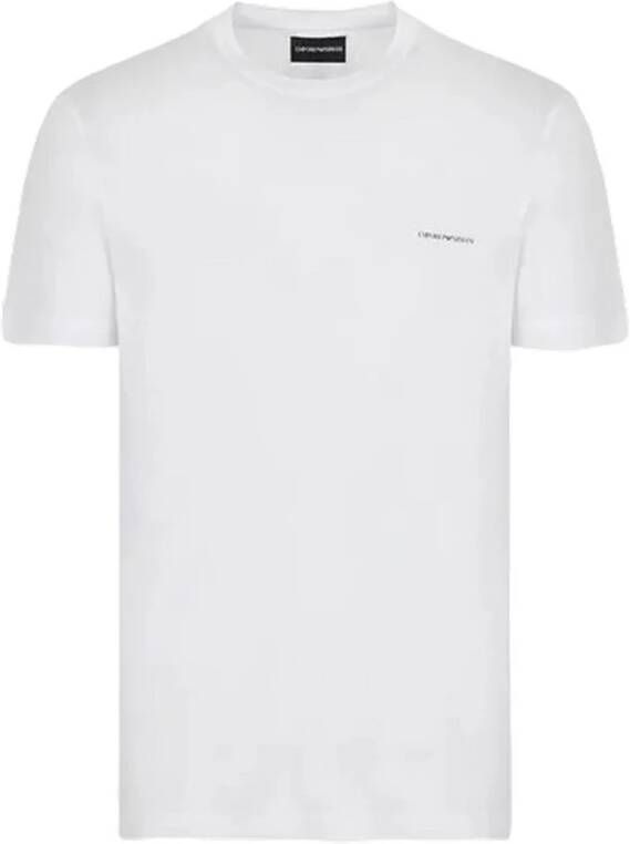 Emporio Armani Logo Print Katoenen T-Shirt White Heren