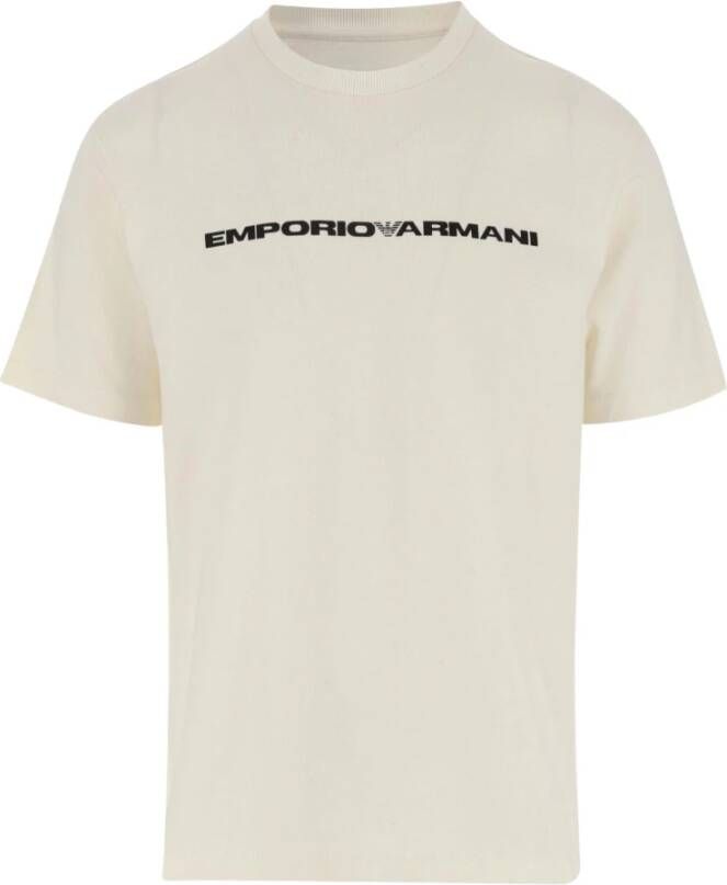 Emporio Armani Heren Wit Katoenen Logo T-Shirt White Heren
