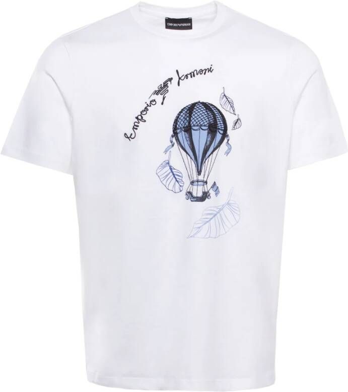 Emporio Armani Grafische Print Katoenen T-shirt White Heren