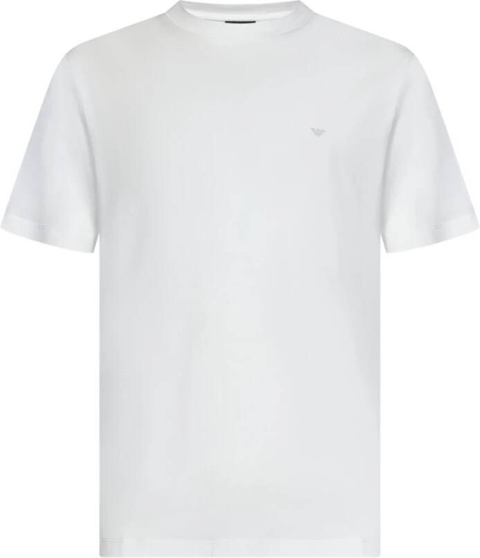 Emporio Armani Logo-Print Crew-Neck T-Shirt Wit White Heren