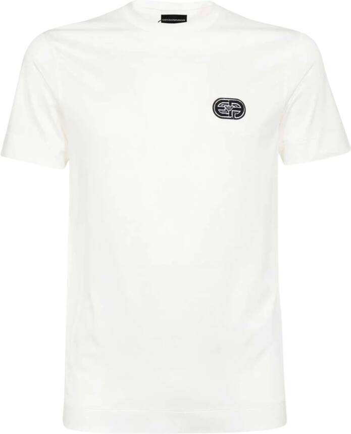 Emporio Armani Lyocell Katoenen T-Shirt White Heren