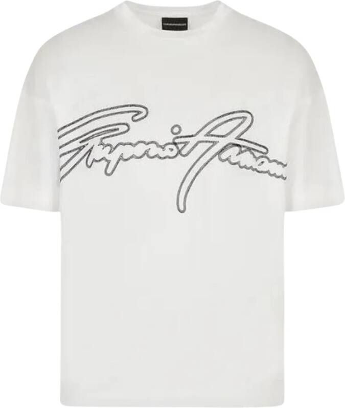 Emporio Armani Heren T-shirt met geborduurd logo White Heren