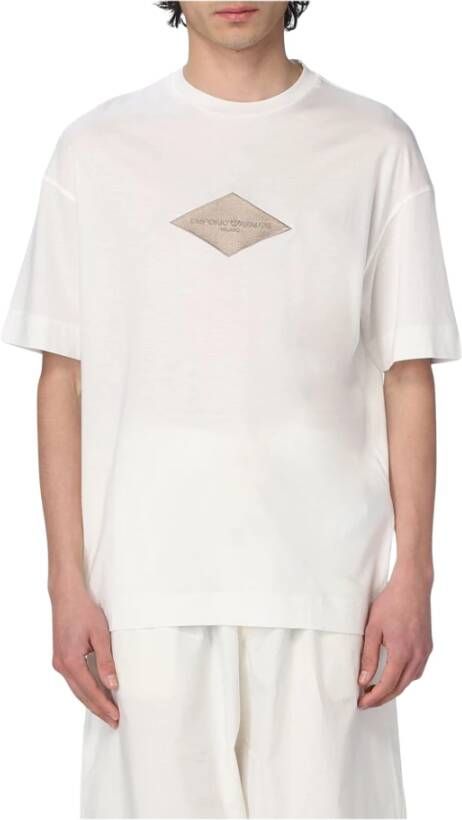 Emporio Armani Heren T-shirt met logo patch White Heren