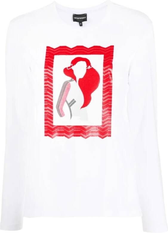 Emporio Armani Dames T-shirt met Grafische Print White Heren