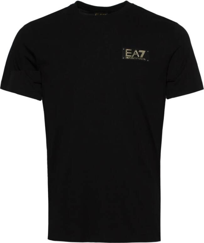Emporio Armani EA7 Zwart Katoenen T-shirt Korte Mouw Black Heren