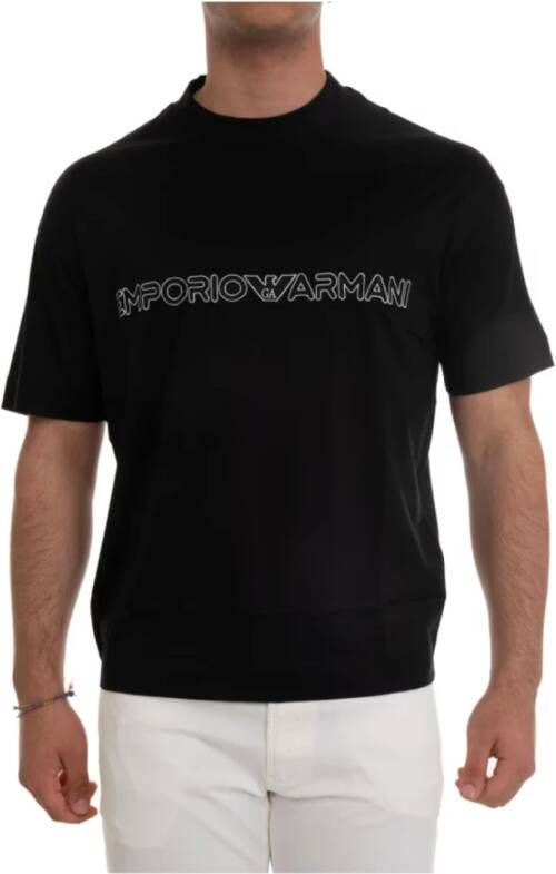 Emporio Armani Luxe Lyocell Blend T-Shirt voor Heren Black Heren