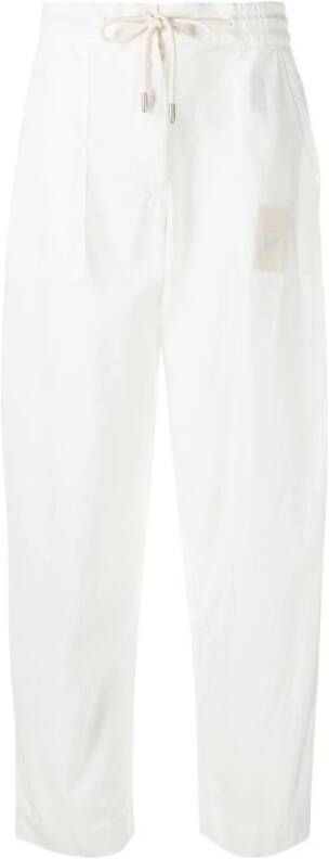Emporio Armani Witte broek met rechte pijpen en trekkoord White Dames