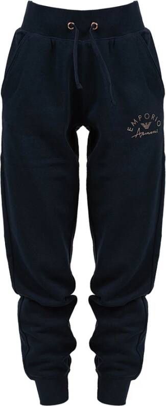 Emporio Armani Blauw Regular Fit Ondergoed met Roze Strass Logo Lettering Blue Dames