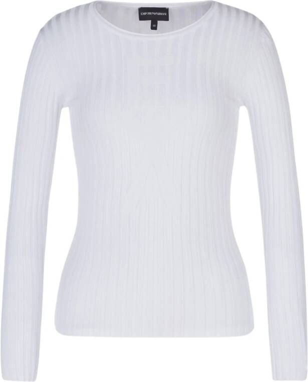 Emporio Armani Oversized Devoré Geribbeld Logo T-Shirt White Dames