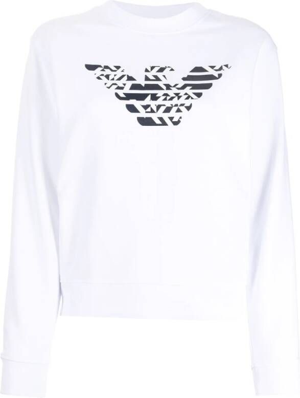 Emporio Armani Modieuze Adelaar Print Dames Sweatshirt White Dames