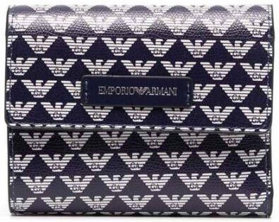 Emporio Armani Dames Knopen Portemonnee Stijlvol Ontwerp Blue Dames