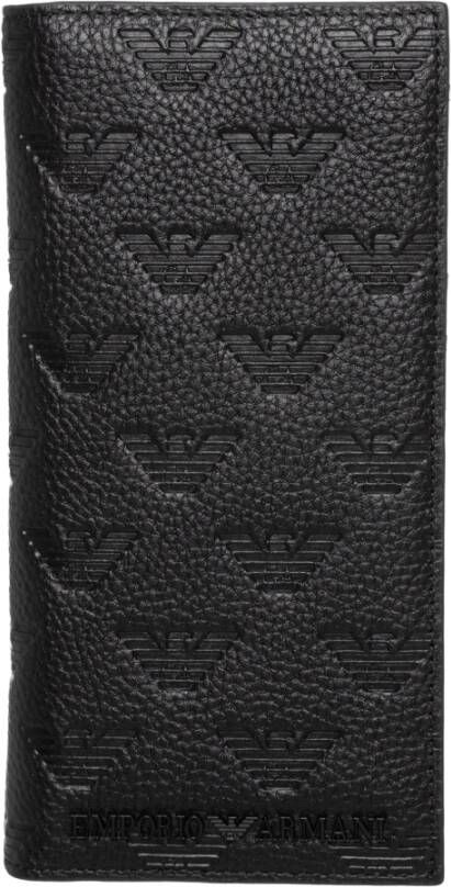 Emporio Armani Portemonnee Effen Kleur Logo Kaartsleuven Biljetvak Black Heren
