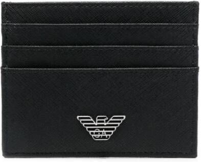 Emporio Armani Stijlvolle Logo-Plaque Kaarthouder Black Heren