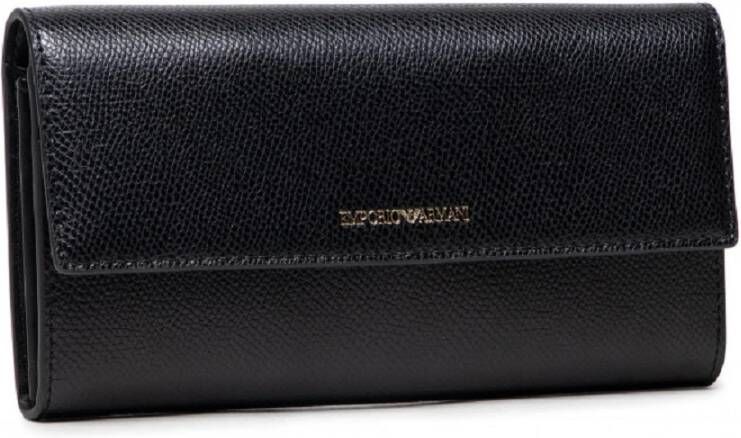 Emporio Armani Portemonnee met drukknoopsluiting logo en kaartsleuven Black Dames