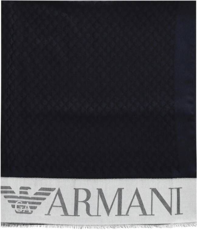 Emporio Armani Blauwe sjaal met jacquardlogo Blue Dames