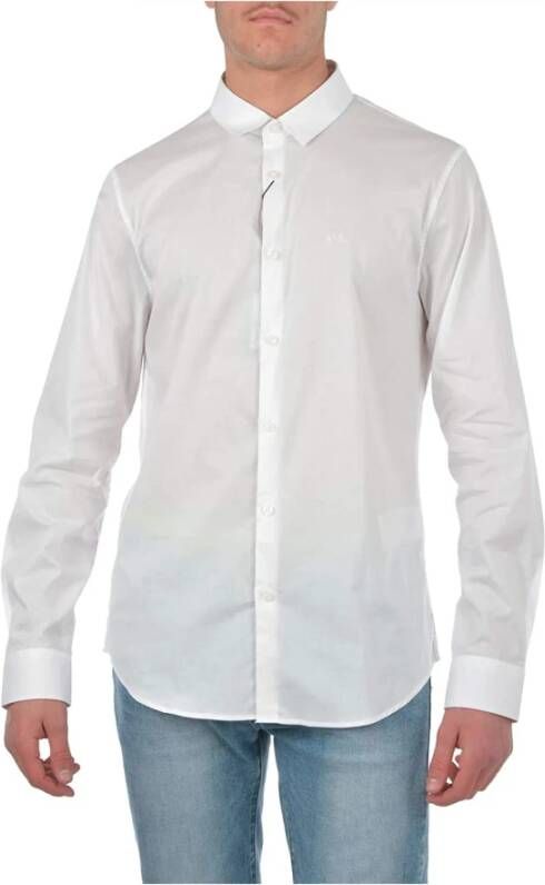 Emporio Armani Witte Logo Contrast Basic Shirt White Heren