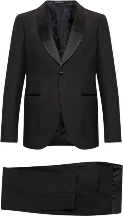 Emporio Armani Zwarte Couture Jurk met Knoopsluiting Black Heren