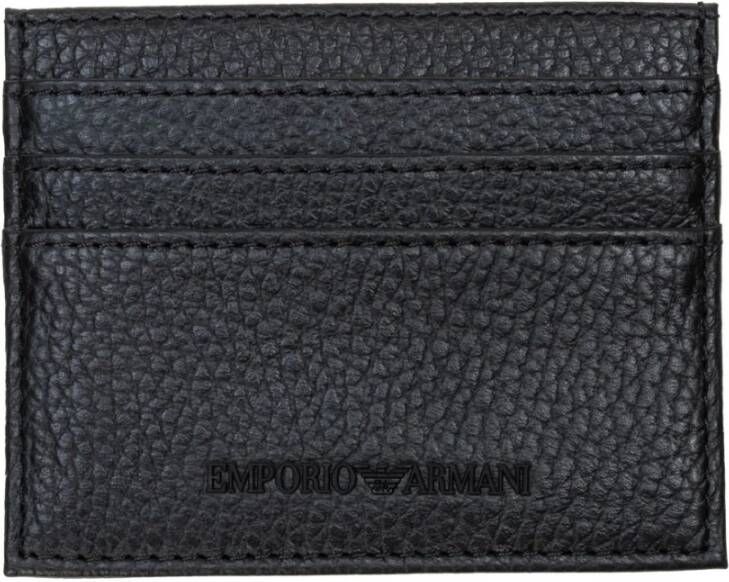 Emporio Armani Minimalistische Krokodillenprint Kaarthouder Black Heren