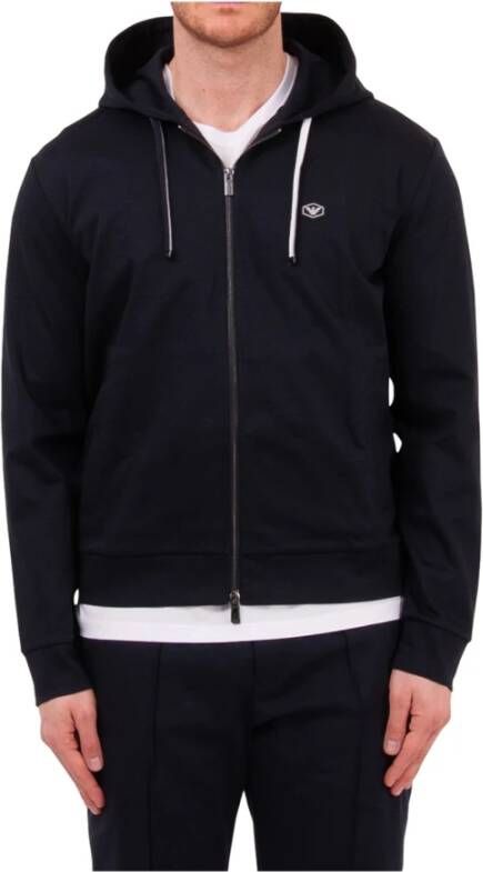 Emporio Armani Blauwe Zip-through Sweatshirt met Logo Appliqué Blue Heren - Foto 13
