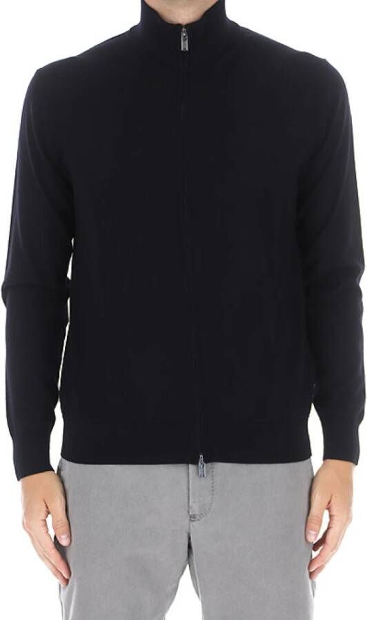 Emporio Armani Liso Cardigan Stijlvolle en Comfortabele Rits Trui voor Heren Blue Heren