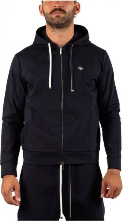 Emporio Armani Blauwe Zip-through Sweatshirt met Logo Appliqué Blue Heren - Foto 12