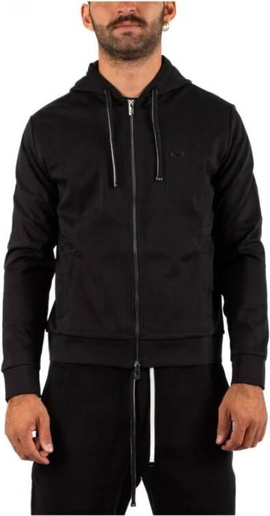 Emporio Armani Blauwe Zip-through Sweatshirt met Logo Appliqué Blue Heren